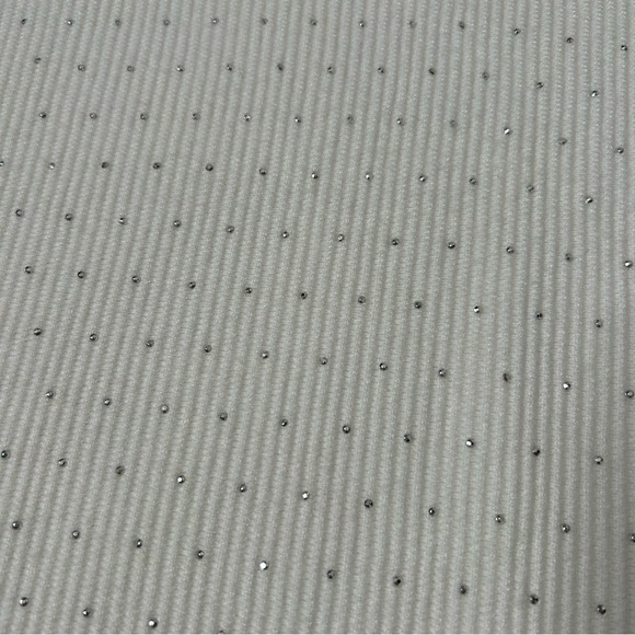 T Tahari Off White Knit Silver Rhinestone Sweater Size Large Holiday Winter Fall - Picture 10 of 14